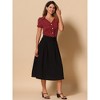 INSPIRE CHIC Women's Polka Dots Short Sleeve Piped Button Down Work Top - 2 of 4