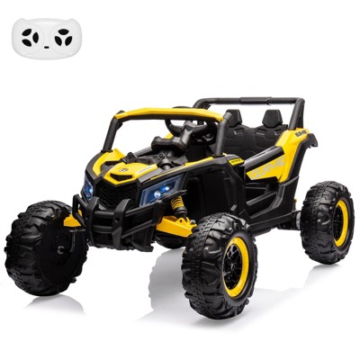 24V 2 Seater Ride on UTV Car for Big Kids,Electric Vehicle,Battery Powerd Electric Off-Road UTV Car w/Remote Control,2 * 200W Motor, Spring Suspension