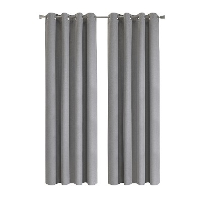 Thermaplus 100% Polyester Duo Reversible Tone Textured Blackout Grommet Curtain Panel  Grey to Taupe