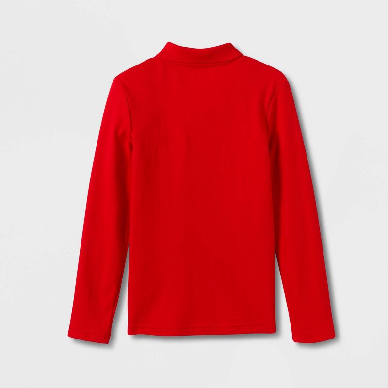 Girls' Long Sleeve Interlock Uniform Polo Shirt - Cat & Jack™, 3 of 5