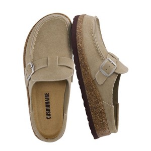 CUSHIONAIRE Women's Hobby Genuine Leather Cork Footbed Clog with Comfort, Arch Support, Buckle Strap, Slip-On Mules - 1 of 4