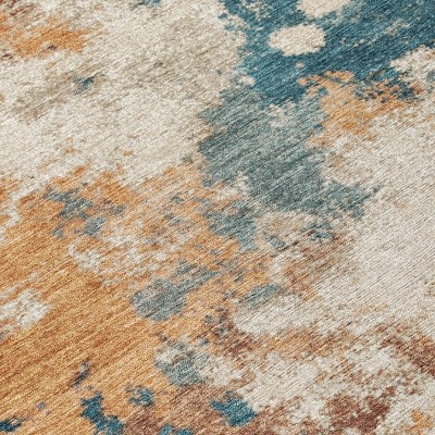 HomeRoots 10' X 14' Teal Blue And Copper Abstract Washable Indoor Outdoor Area Rug