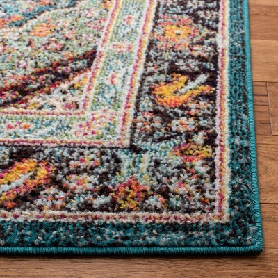 Navy and Turquoise Synthetic 4' x 6' Hand-knotted Area Rug