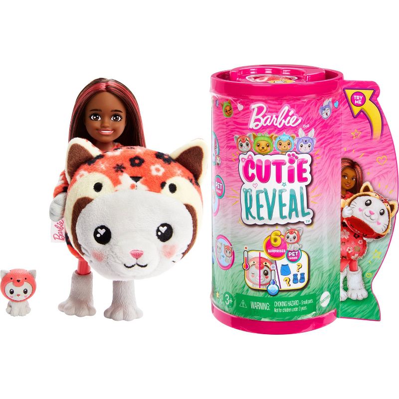 Barbie Cutie Reveal Kitten as Red Panda Costume-Themed Series Chelsea Small Doll &#38; Accessories, 1 of 6