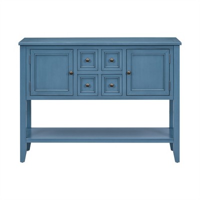 COWLOWN Vintage Console Table with 4 Drawers & Shelf, Multi-Color Options for Living Room & Entryway