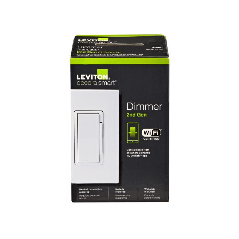 Leviton Decora White 600 W WiFi Smart Dimmer Switch 1 pk, 3 of 6