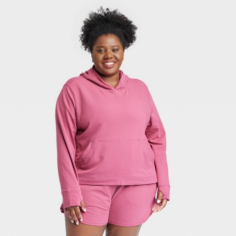 Women's Ultra Value French Terry Hooded Sweatshirt - All In Motion™ Rose  Red 3x : Target