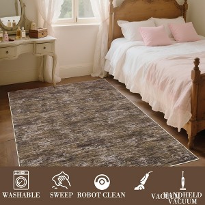 Washable rug. Modern solid-color, non-slip. Non-shedding, low-pile, foldable. Contemporary minimalist. For living/dining/bedrooms - 1 of 4