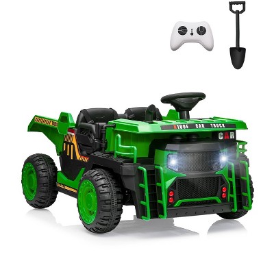 Pink 24V Two Seater Ride On Dump Truck For Kids Ages 3 To 10 With Parental Remote Control Realistic Construction Design Functional Bed Shovel Led Lig
