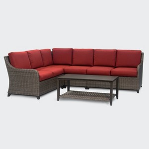Leisure Made Mitchell 5pc Wicker Sectional in Red Fabric - 1 of 4