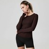 Women's Long Sleeve Workout Tops for Women Yoga Sports Athletic Gym Tops Yoga Daily Gym - 2 of 4