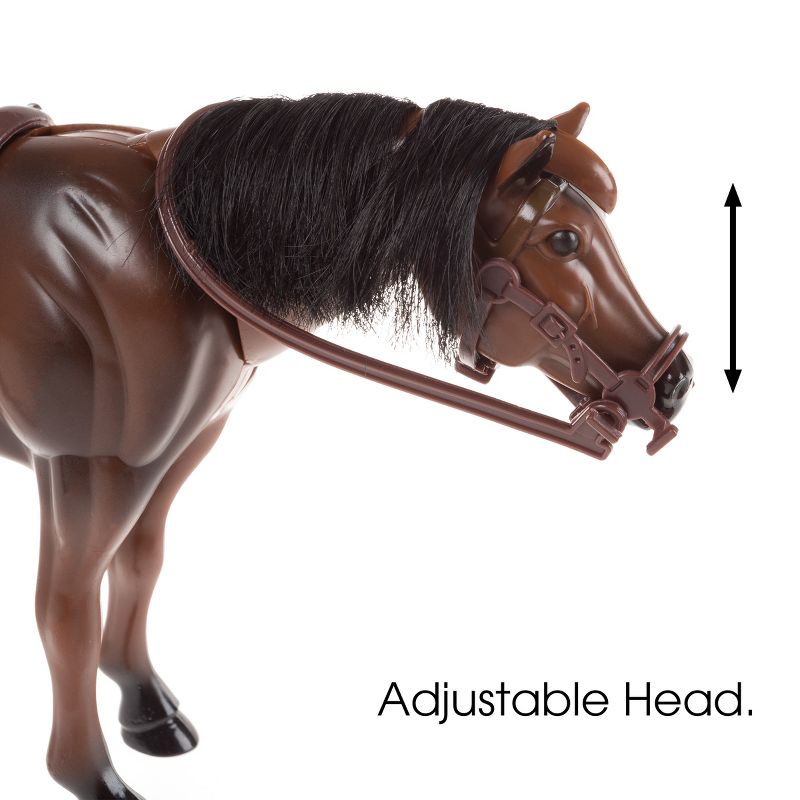 Toy Horse Set With Brushable Mane and Tail, Movable Head, and 12 Accessories - Brown/Black by Toy Time, 3 of 8