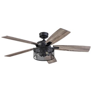 Honeywell Ceiling Fans Carnegie Industrial 52 Inch Ceiling Fan with Light, LED Fan with Remote Control, Indoor Fan, 6 Contemporary Blades, Gun Metal - 1 of 4