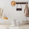 LunaLulinlk 32.2-in Large Wall Mounted Clothes Hook Hanger With 8 Metal Black Three Hooks, Brown Pine Solid Wood Board Hat Rack - 2 of 4