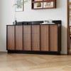 Famapy Multifunctional Storage Cabinet TV Stand with Sliding Outlets – Black Gloss & Wood Finish Entertainment Center - 2 of 4