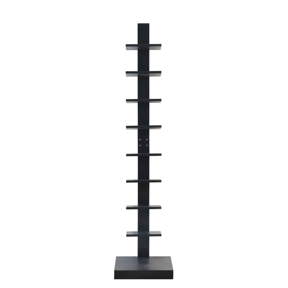 Photos - Garden & Outdoor Decoration 67" Spine Standing Bookshelf Black - Proman Products: 8-Tier Narrow Wooden Bookcase, Modern Storage Display Shelf