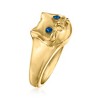 Ross-Simons 18kt Gold Over Sterling Cat Ring With London Blue Topaz Accents - 3 of 4