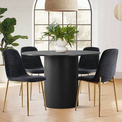 Modern Design Armless Dining Chair Set Of 4 With Gold Metal Legs,Linen Dining Chair for Dining Room,Kitchen Chair,Farmhouse-Tanpinhause