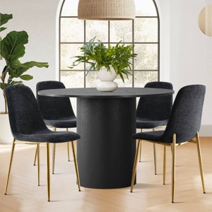 Modern Design Armless Dining Chair Set Of 4 With Gold Metal Legs,Linen Dining Chair for Dining Room,Kitchen Chair,Farmhouse-Tanpinhause - 1 of 4