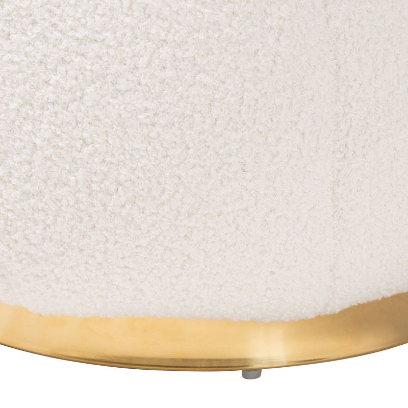 Raelynn Boucle Upholstered and Metal Ottoman Ivory - Baxton Studio, 5 of 9