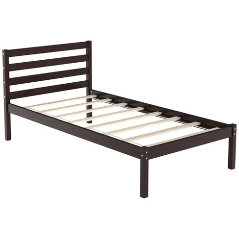 Twin Size Bed Frames with Headboard and Footboard, Wood Twin Platform Bed  Frame, Kids Twin Bed, Single Bed Frame, Sleigh Bed with Wood Slat Support,  No Box Spring Needed, Gray 