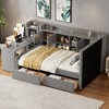 Whisen Twin Size Upholstered Daybed with Drawers, Shelves, Flip Cabinets & Side Table - 3 of 4