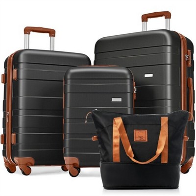 BEAFUP Luggage Sets 4 Piece, ABS Durable Suitcase with Travel Bag, Carry On Luggage Suitcase Set with 360° Spinner Wheels