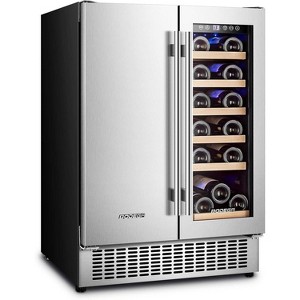 24-inch fridge,57 Cans and 18 Bottles,Dual zone individual control cooler,LED light,Adjustable shelves,Smart touch control panel,Quiet Compressor - 1 of 4
