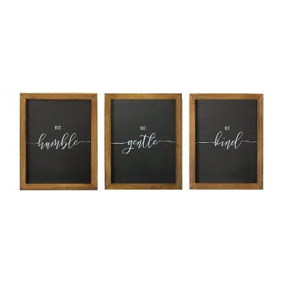 (Set of 3) 8" x 10" "Be" Wall Art Black/Brown - Stratton Home Décor