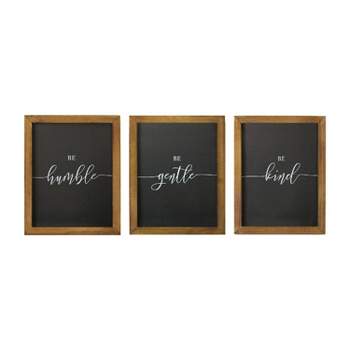(Set of 3) 8" x 10" "Be" Wall Art Black/Brown - Stratton Home Décor