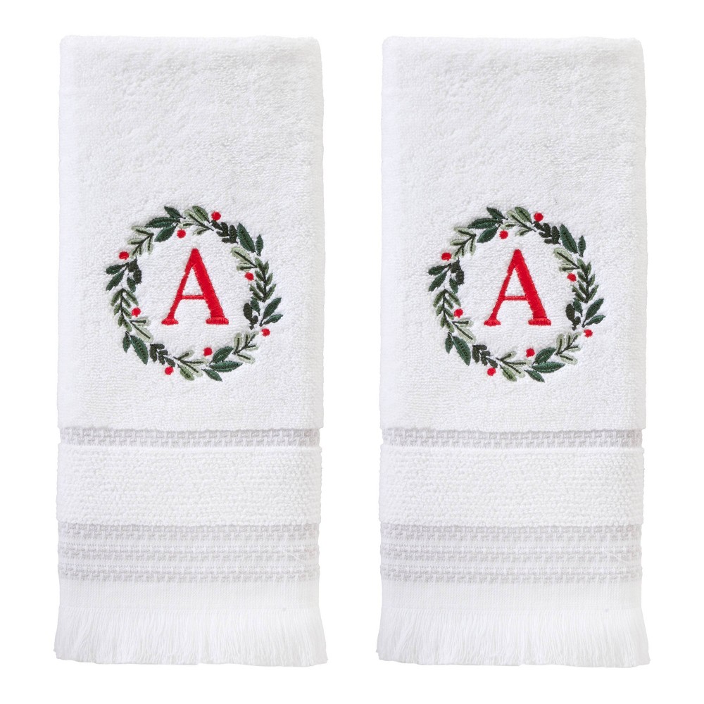 SKL Home 2pk Wreath Monogram Hand Towels "A"