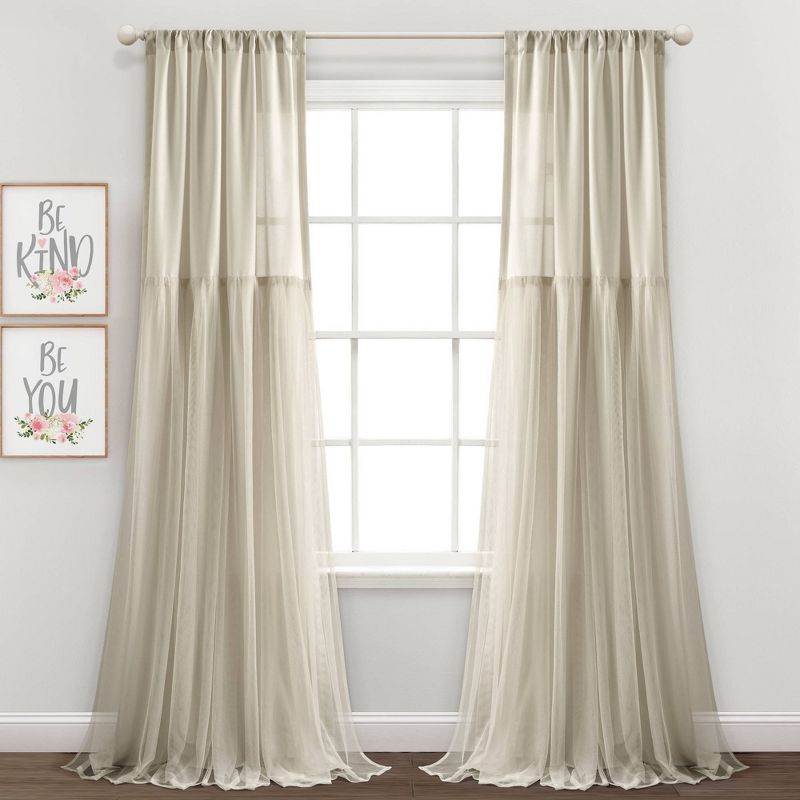 Set of 2 (84"x40") Tulle Skirt Solid Window Curtain Panels - Lush Décor, 1 of 7