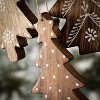 Wood Pine Tree Ornament Brown 4"H Wood Set of 3 - 2 of 2
