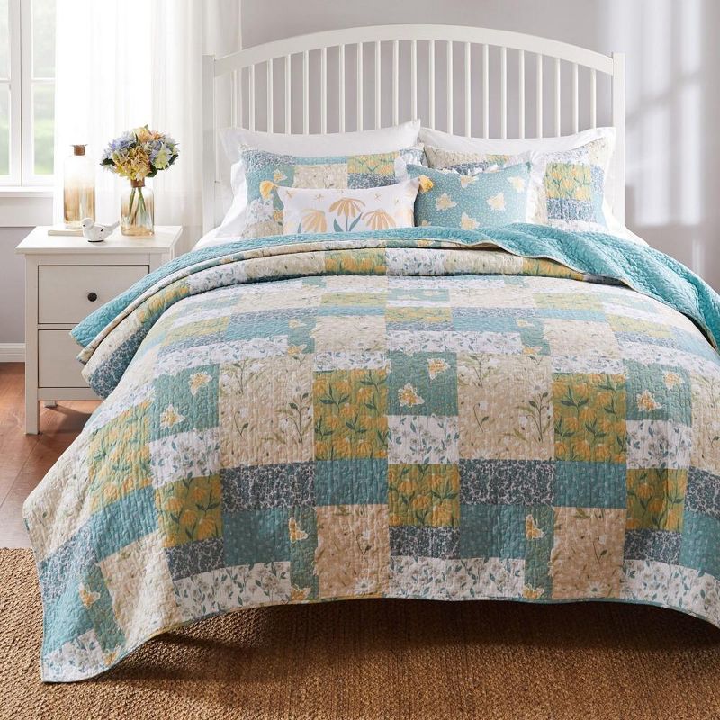 Greenland Home Fashions Evangeline Luxurious Comfortable 3 Pieces Quilt Set Mist, 3 of 6