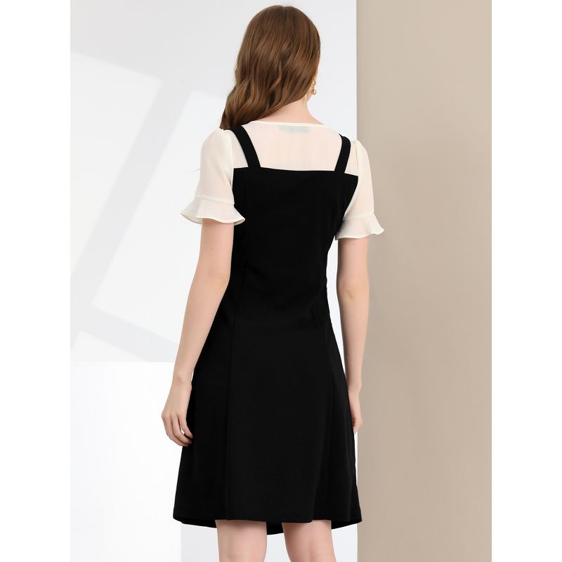 Allegra K Women's Contrast Button Decor Short Sleeve Chiffon Summer Dresses, 5 of 7