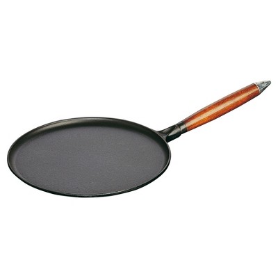 Staub Cast Iron 11-inch Crepe Pan with Spreader & Spatula - Matte Black