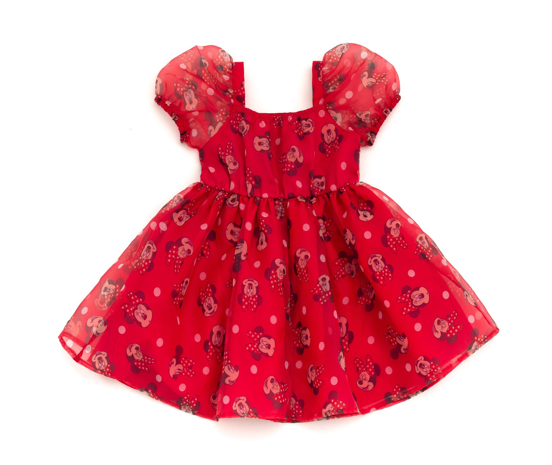 Disney Minnie Mouse Toddler Girls Square Neck Dress Red 3T
