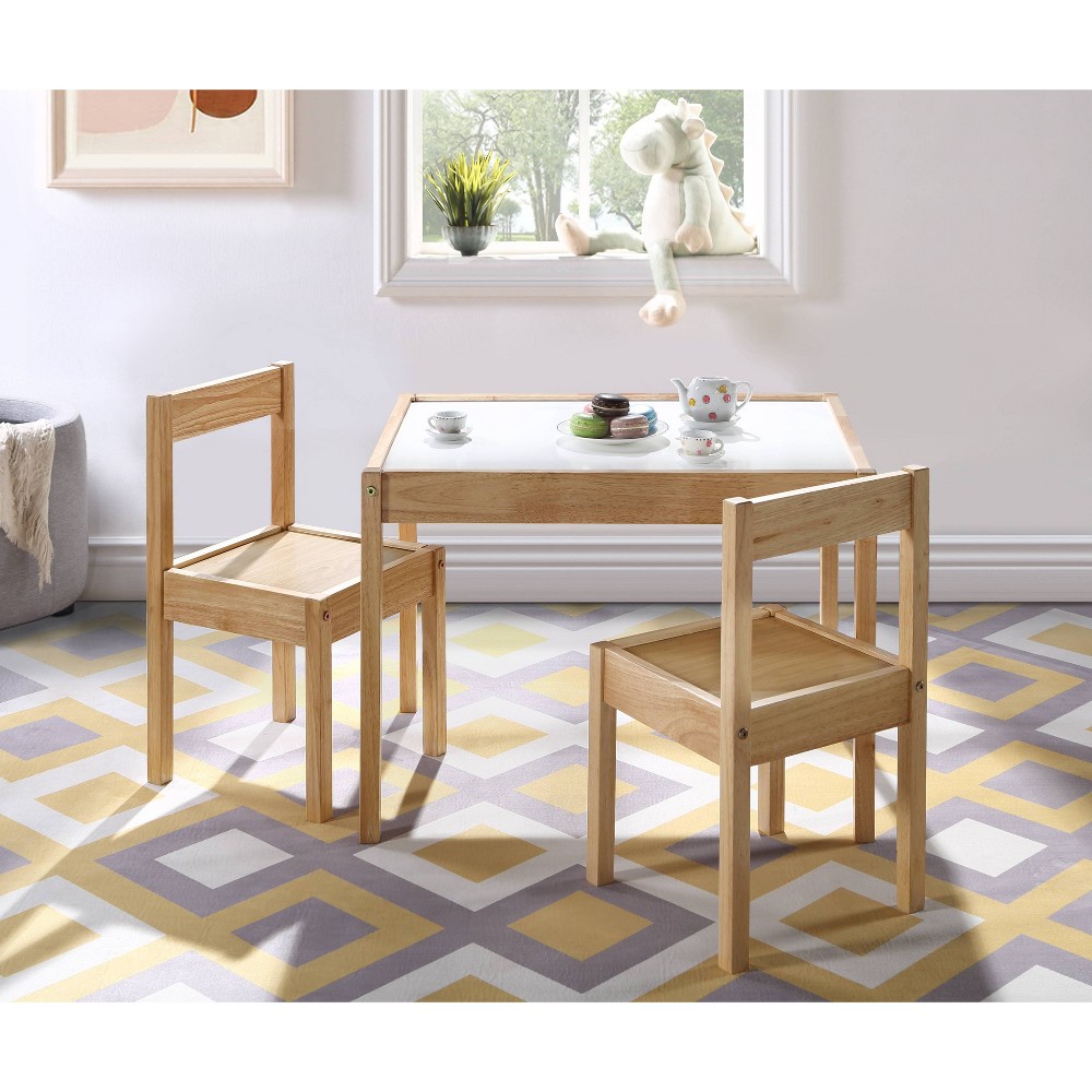 Photos - Other Furniture Olive & Opie Gibson Dry Erase Kids' Table and Chair Set - Natural - 3pc