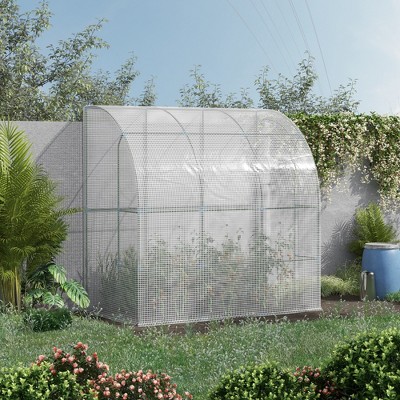 Outsunny Compact 7'x4' Lean-To Greenhouse with PE Cover and Roll-Up Door
