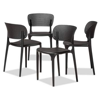4pc Rae Plastic Stackable Dining Chair Set - Baxton Studio