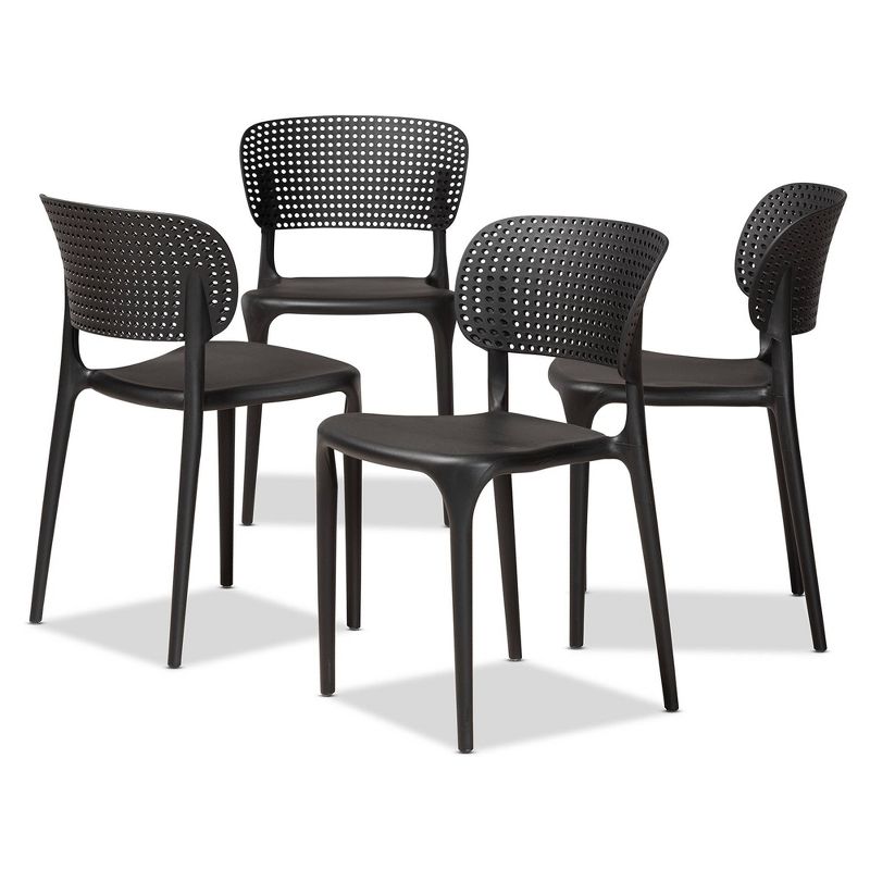 4pc Rae Plastic Stackable Dining Chair Set - Baxton Studio, 1 of 10