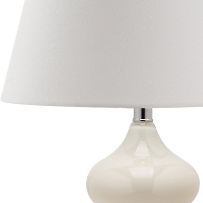 Elegant Pearl White Glass Table Lamp Set with Cotton Shade