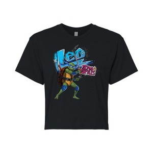 Women's - Teenage Mutant Ninja Turtles Mutant Mayhem - Leo Team Turtles Cropped Graphic T-Shirt - 1 of 4