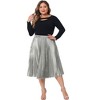 Agnes Orinda Women's Plus Size Pleated Stretched High Waist Metallic Shiny Midi Circle Skirts - 3 of 4