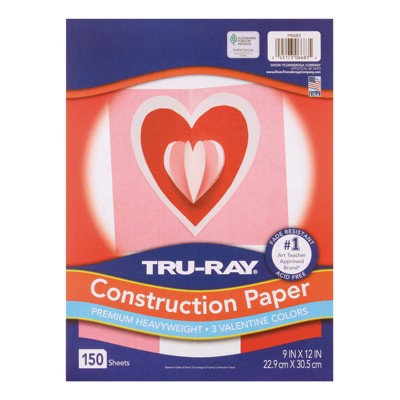 Tru-Ray Construction Paper Valentine Assortment, 9" x 12", 150 Sheets (Pack of 2)