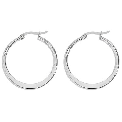 Large Plain Hoop Earrings for Women Silver Tone Stainless Steel Ginger Lyne Collection