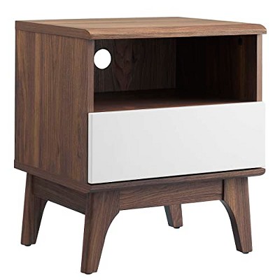 Modway Envision Mid-Century Modern, Nightstand, Walnut White