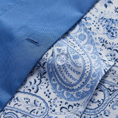 Paisley Blue Twin Microfiber Duvet Cover Set with Pillow Shams