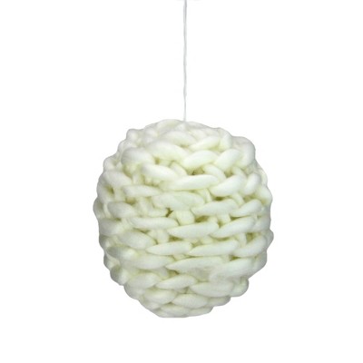 Allstate Floral Cream White Knit Hanging Shatterproof Christmas Ball Ornament 7" (175mm)