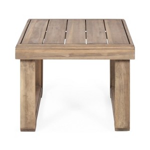 GDFStudio Andrae Rustic Outdoor Acacia Wood Side Table, Brown - 1 of 4